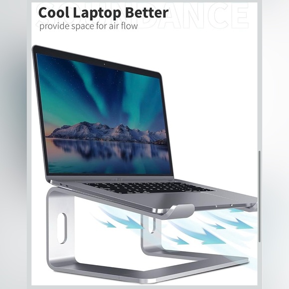 SOUNDANCE Laptop Stand, Aluminum Computer Riser, Compatible w/ 10 - 15.6 Inches - Picture 4 of 4